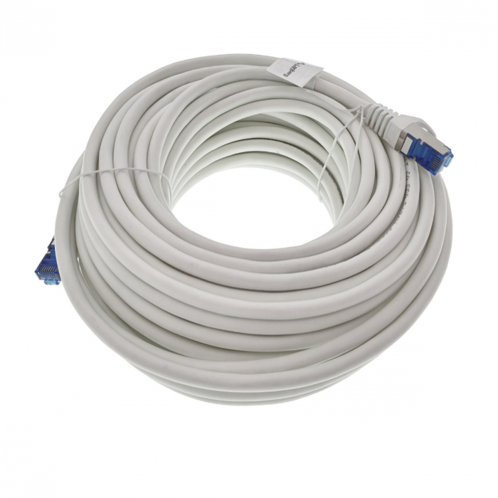 Cablu ecranat S / FTP, Lanberg 42736, cat 6A, mufat 2xRJ45, lungime 20 m, AWG 26, 500 MHz, LSZH, de legatura retea, ethernet, alb [2]