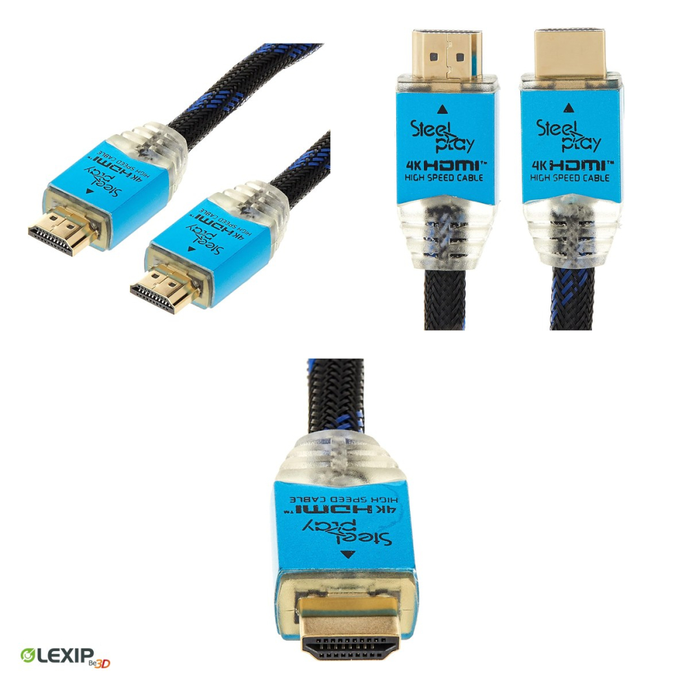 Cablu HDMI 2.0 Steelplay 4K High Speed cu Ethernet, 2 m, 4K la 50/60 Hz, HDR, 18 Gbps, conectori auriti cu iluminare LED, JVAPS400039 [4]