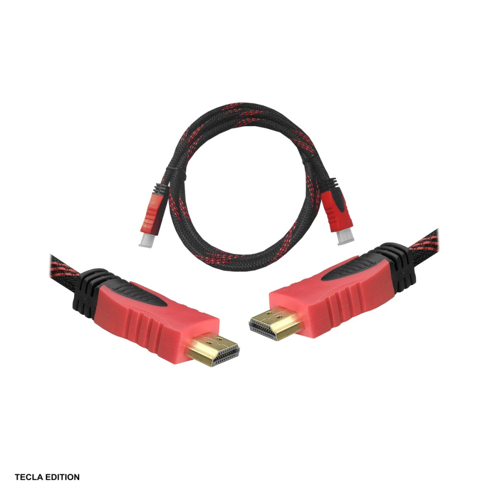Cablu HDMI v1.4, tata-tata, lungime 1.5 m, rezolutie 4K la 3840 x 2160 @ 30Hz, cu invelis exterior textil, in blister, Rosu [1]