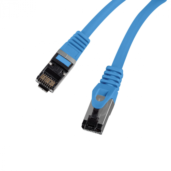 Cablu internet CAT 8.1 S/FTP LSZH, lungime 25 cm, Lanberg 44036, mufat 2xRJ45, material conductor cupru, albastru [2]
