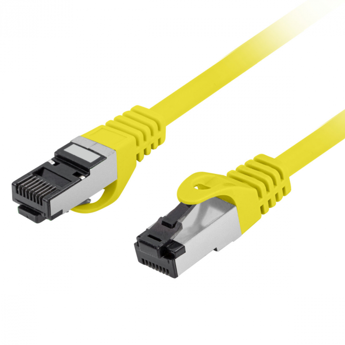 Cablu internet CAT 8.1 S/FTP LSZH, lungime 25 cm, Lanberg 44043, mufat 2xRJ45, material conductor cupru, galben [3]