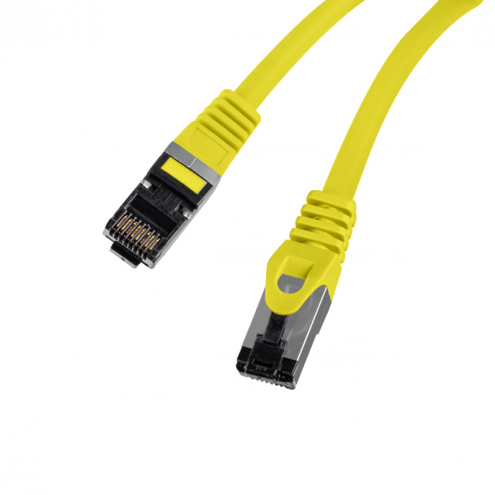 Cablu internet CAT 8.1 S/FTP LSZH, lungime 25 cm, Lanberg 44043, mufat 2xRJ45, material conductor cupru, galben [2]