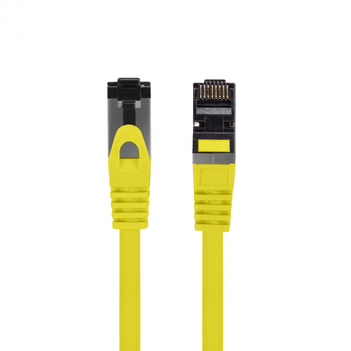 Cablu internet CAT 8.1 S/FTP LSZH, lungime 25 cm, Lanberg 44043, mufat 2xRJ45, material conductor cupru, galben [1]