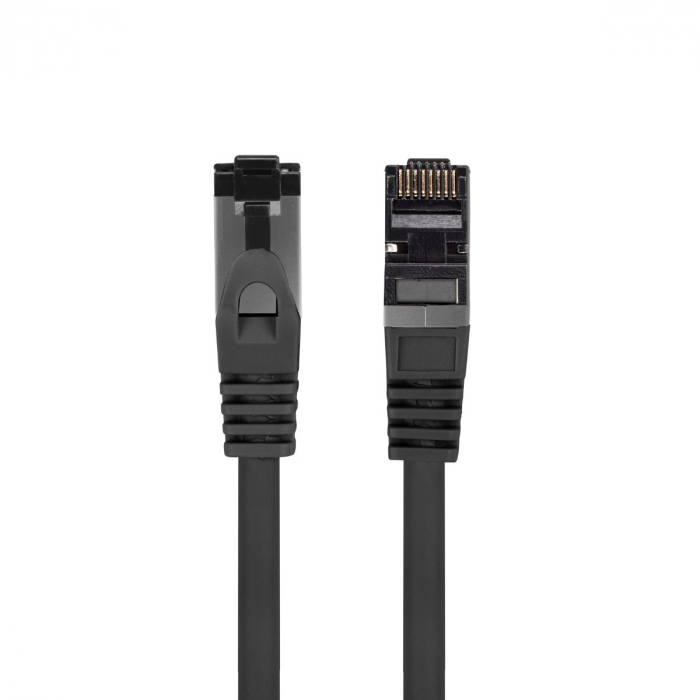 Cablu internet CAT 8.1 S/FTP LSZH, lungime 25 cm, Lanberg 44057, mufat 2xRJ45, material conductor cupru, negru [1]