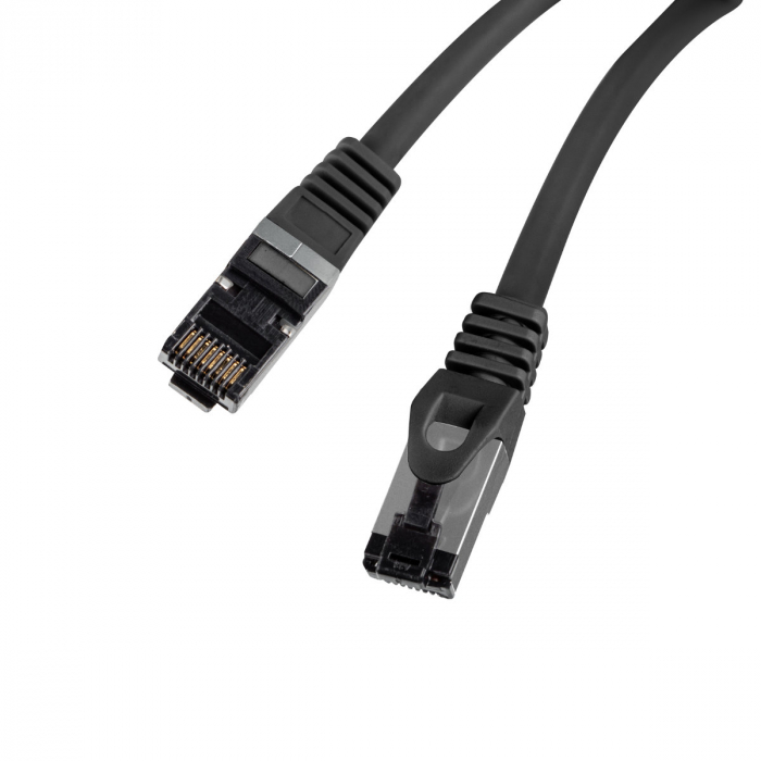 Cablu internet CAT 8.1 S/FTP LSZH, lungime 25 cm, Lanberg 44057, mufat 2xRJ45, material conductor cupru, negru [2]
