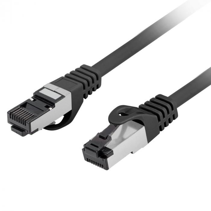 Cablu internet CAT 8.1 S/FTP LSZH, lungime 25 cm, Lanberg 44057, mufat 2xRJ45, material conductor cupru, negru [3]