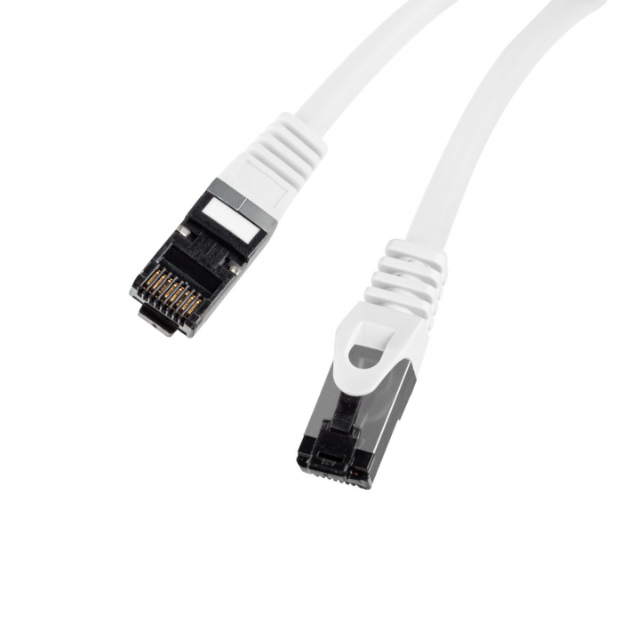 Cablu internet CAT 8.1 S/FTP LSZH, lungime 25 cm, Lanberg 44064, mufat 2xRJ45, material conductor cupru, alb [2]