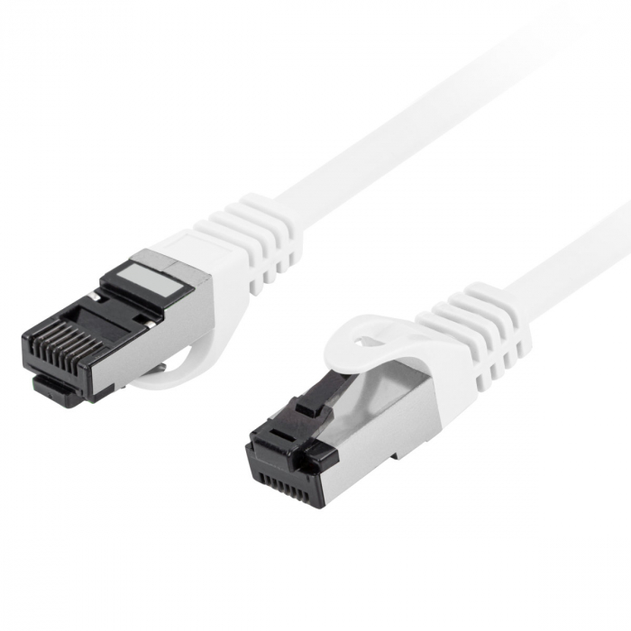 Cablu internet CAT 8.1 S/FTP LSZH, lungime 25 cm, Lanberg 44064, mufat 2xRJ45, material conductor cupru, alb [3]