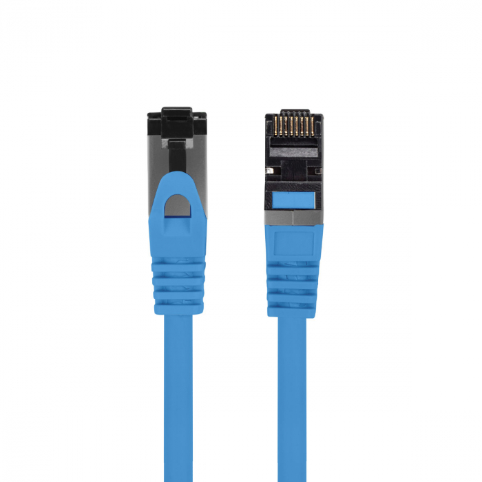 Cablu internet CAT 8.1 S/FTP LSZH, lungime 50 cm, Lanberg 44037, mufat 2xRJ45, material conductor cupru, albastru [1]