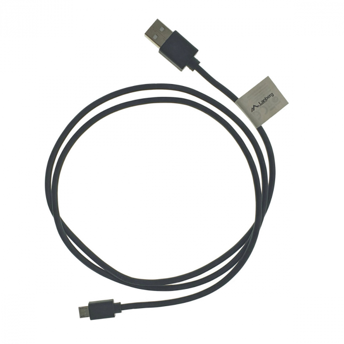 Cablu microUSB 2.0 tata la USB 2.0 tata, Lanberg 41635, QC 3.0, cupru, lungime 100cm, negru [4]