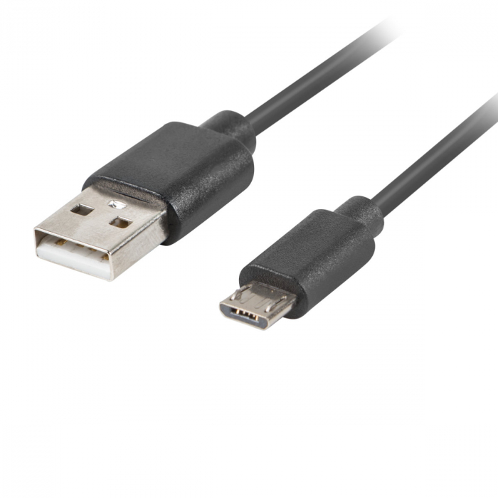 Cablu microUSB 2.0 tata la USB 2.0 tata, Lanberg 41635, QC 3.0, cupru, lungime 100cm, negru [3]
