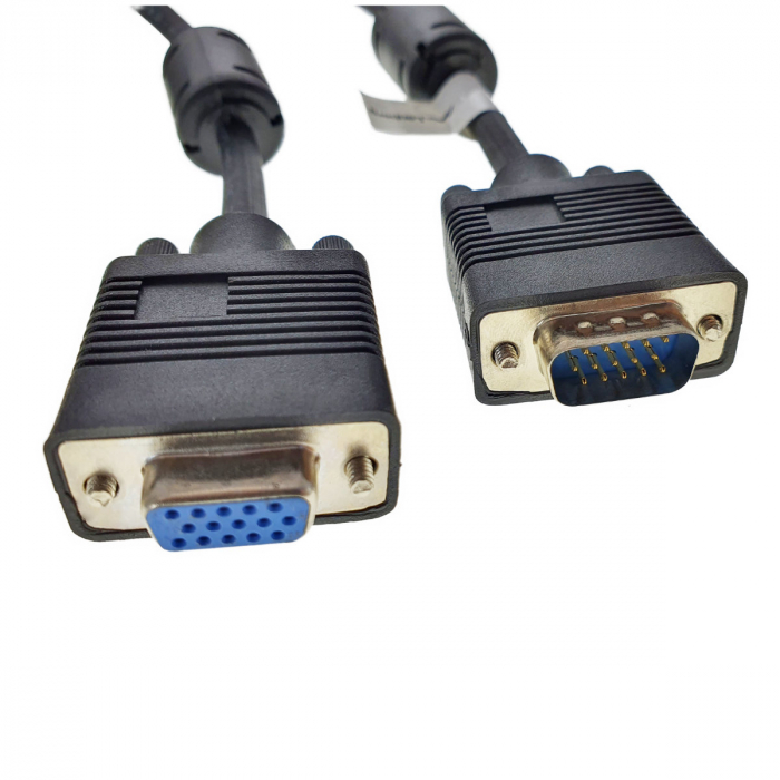 Cablu monitor, Lanberg 42876, VGA tata la VGA mama , 15 pini, de prelungire, lungime 3 m, dubla ecranare cu miez de ferita, negru [3]