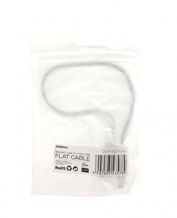 Cablu Omega USB la microUSB , textil , 30cm , negru [43578] [3]