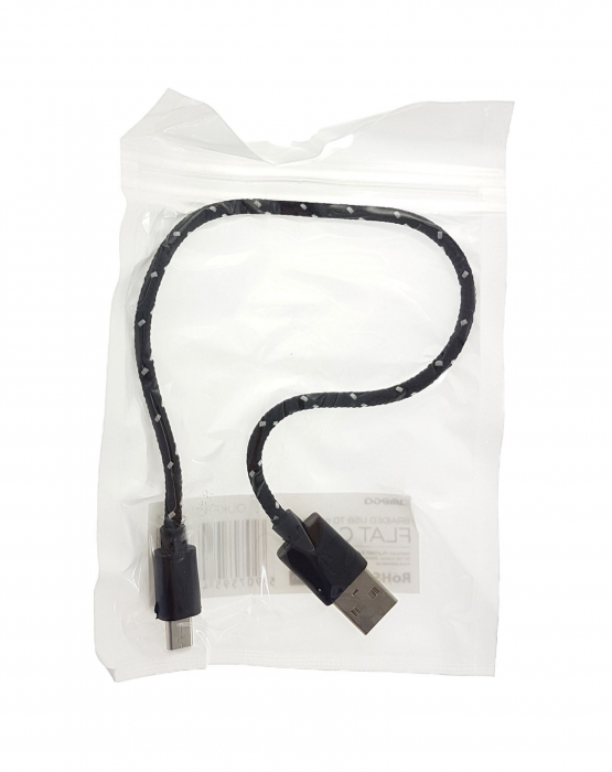 Cablu Omega USB la microUSB , textil , 30cm , negru [43578] [2]