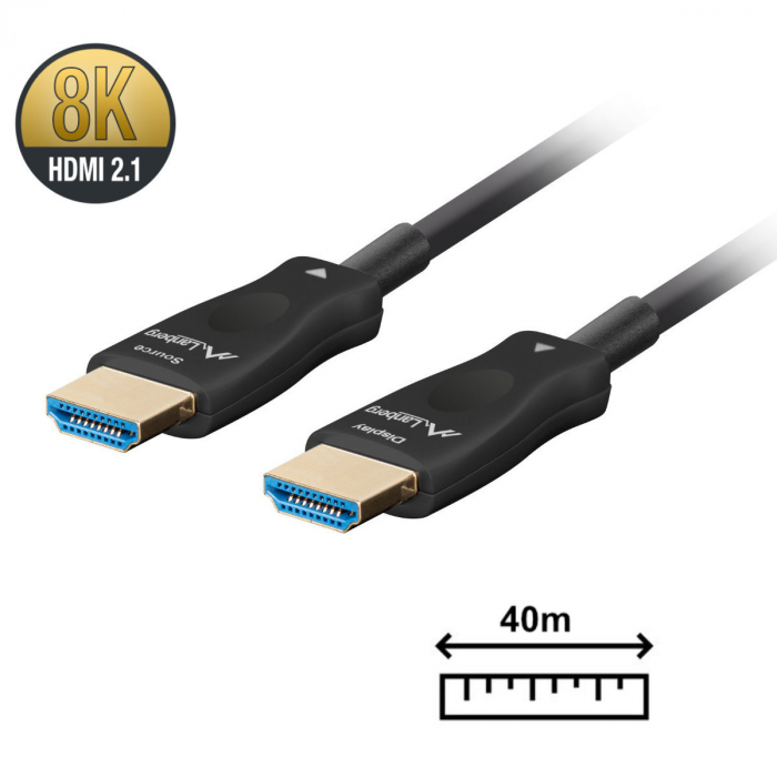 Cablu optic HDMI v.2.1, 40m, 8K-60Hz, tata-tata, Lanberg 43754, Ultra High Speed, DSC-10K, DSC, eARC, HDR10+, negru [2]