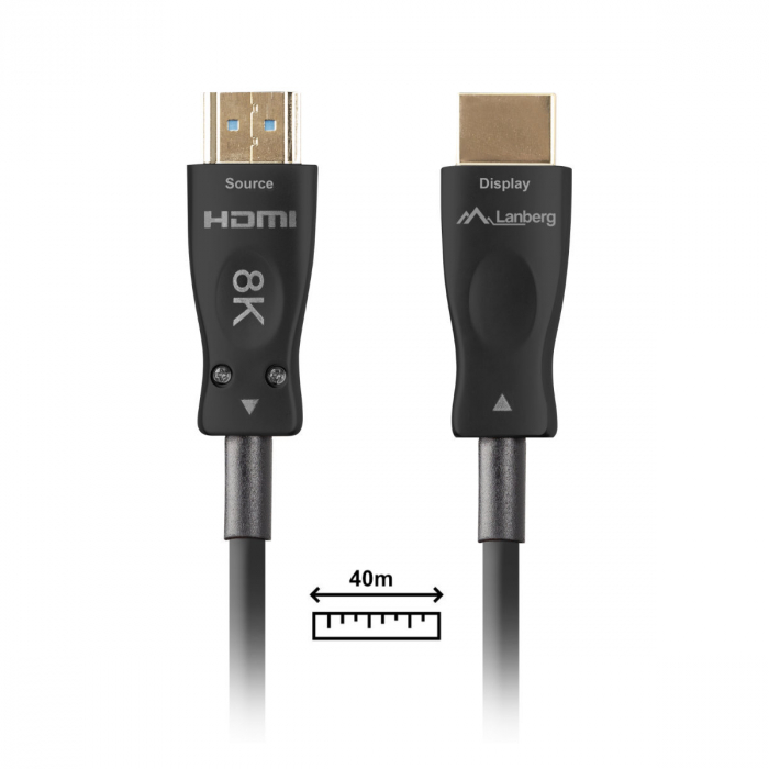 Cablu optic HDMI v.2.1, 40m, 8K-60Hz, tata-tata, Lanberg 43754, Ultra High Speed, DSC-10K, DSC, eARC, HDR10+, negru [3]