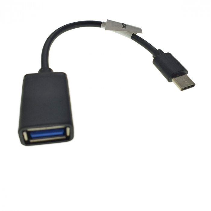 Cablu OTG convertor cu adaptor, Lanberg 42443, conector USB tip C tata la USB 2.0 mama, lungime 15 cm, negru [2]