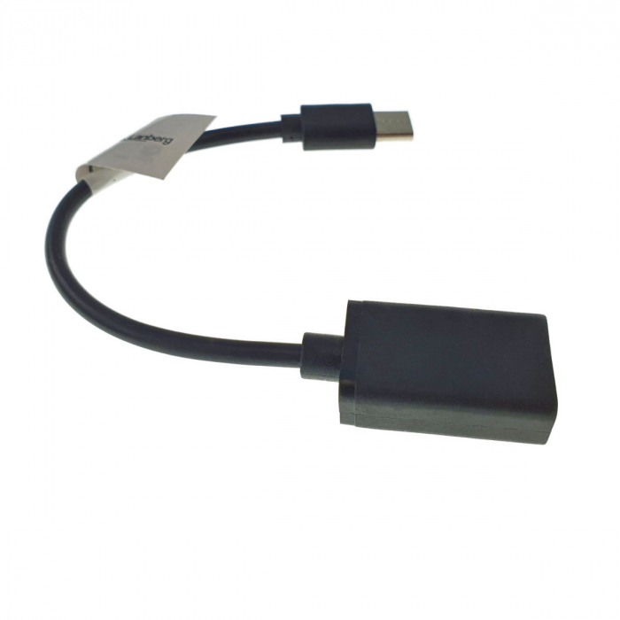 Cablu OTG convertor cu adaptor, Lanberg 42443, conector USB tip C tata la USB 2.0 mama, lungime 15 cm, negru [3]