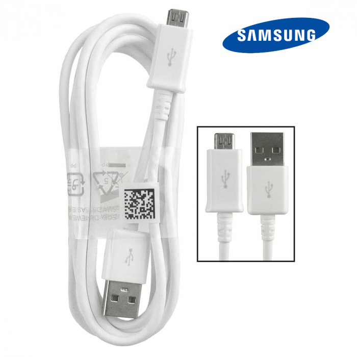 Cablu pentru date si incarcare, Samsung ECB-DU4AWE, USB tip A tata la microUSB tata, lungime 1 m, alb [4]