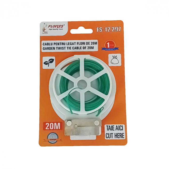 Cablu pentru legat plante cu sistem de taiere, 2 mm x 20 m, verde [5]