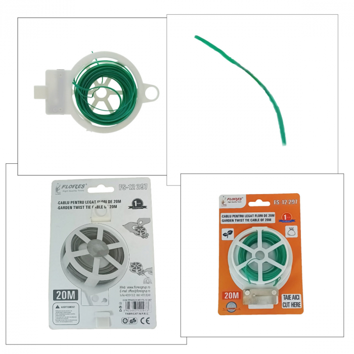 Cablu pentru legat plante cu sistem de taiere, 2 mm x 20 m, verde [3]