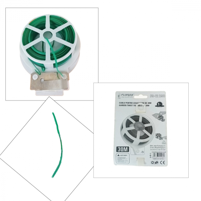 Cablu pentru legat plante cu sistem de taiere, 2 mm x 30 m, verde [4]