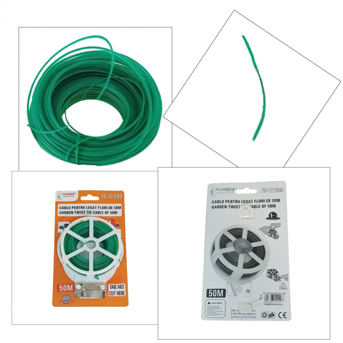 Cablu pentru legat plante cu sistem de taiere, 2 mm x 50 m, verde [3]