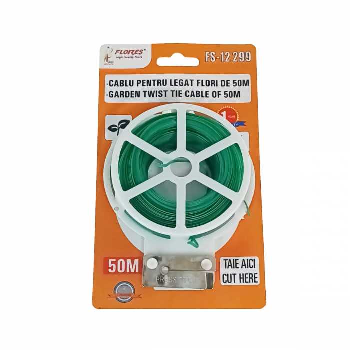 Cablu pentru legat plante cu sistem de taiere, 2 mm x 50 m, verde [4]