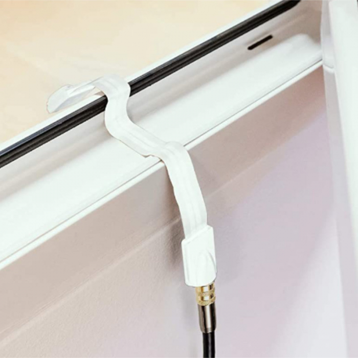 Cablu plat coaxial cu mufa mama-mama, TFF-20, pentru trecere fereastra/usa fara gaurire, 20 cm, alb [6]