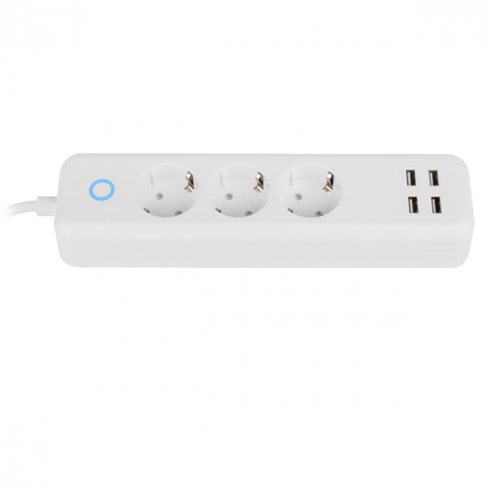 Cablu prelungitor de alimentare inteligenta, Lanberg Smart Home WiFi, 3 prize schuko 10 A, 4 x USB 2.1 A, 2300W, cablu 1.5 m, alb [3]