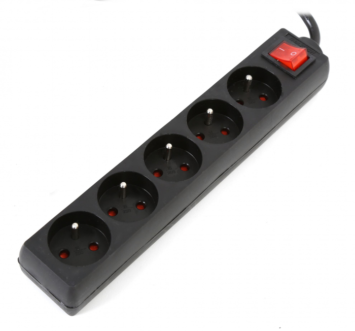 Prelungitor FIESTA cu protectie ,5 prize , 1.5 M negru-FL5F15 [4]
