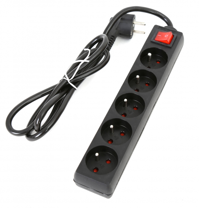 Prelungitor FIESTA cu protectie ,5 prize , 1.5 M negru-FL5F15 [3]