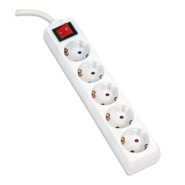 Cablu prelungitor Fiesta alimentare retea 1,5m cu 5 prize 250V /10A , cu intrerupator, Type F, German, alb [1]
