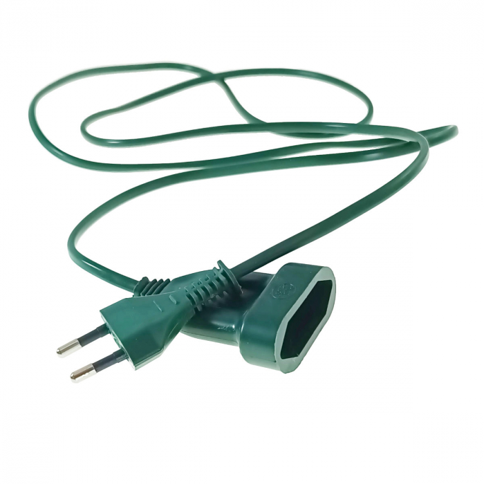 Cablu prelungitor IEC 320 C7 tata-mama, 2 pini, PR-2581-GR, lungime 1.5m, de alimentare curent, verde [2]