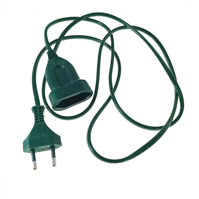 Cablu prelungitor IEC 320 C7 tata-mama, 2 pini, PR-2581-GR, lungime 1.5m, de alimentare curent, verde [3]