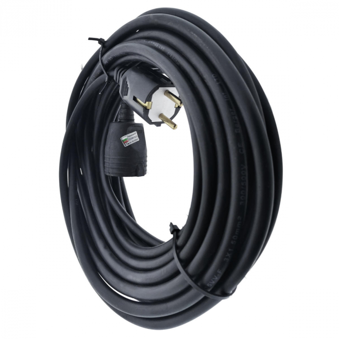 Cablu prelungitor, lungime 20m, pentru alimentare electrica, cu stecher si cupla cauciucate, material bachelita, negru [3]