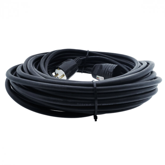 Cablu prelungitor, lungime 25m, pentru alimentare electrica, cu stecher si cupla cauciucate, material bachelita, negru [2]