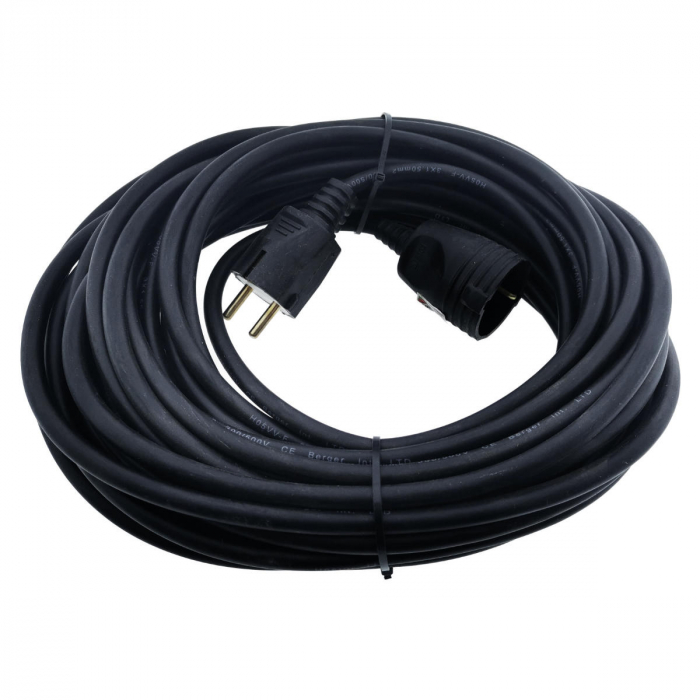 Cablu prelungitor, lungime 25m, pentru alimentare electrica, cu stecher si cupla cauciucate, material bachelita, negru [1]