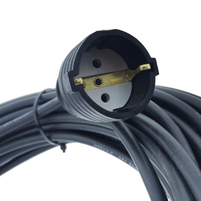 Cablu prelungitor, lungime 30m, pentru alimentare electrica, cu stecher si cupla cauciucate, material bachelita, negru [5]