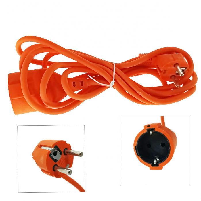 Cablu prelungitor, lungime 3m, IP44, cu stecher si cupla cu impamantare, 16A/250V, portocaliu [4]