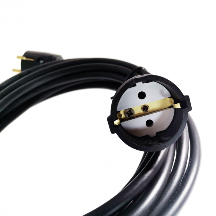 Cablu prelungitor pentru alimentare electrica, cu stecher si cupla cauciucate, material bachelita, lungime 5m, negru [3]