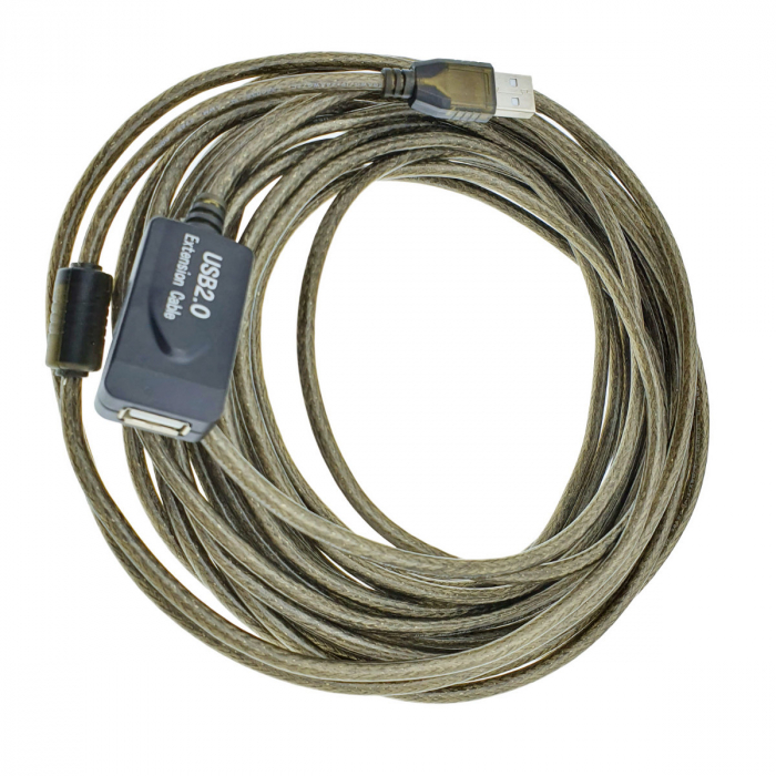 Cablu prelungitor USB 2.0 activ, lungime 10 m, USB A tata la USB A mama, cu repetitor, negru [4]