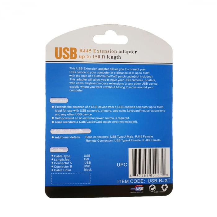 Cablu prelungitor USB -RJXT tata - mama, extensie cablu USB cu RJ45 Cat5 si Cat6 [4]