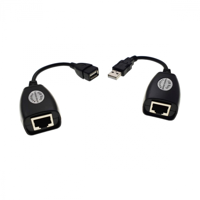 Cablu prelungitor USB -RJXT tata - mama, extensie cablu USB cu RJ45 Cat5 si Cat6 [2]