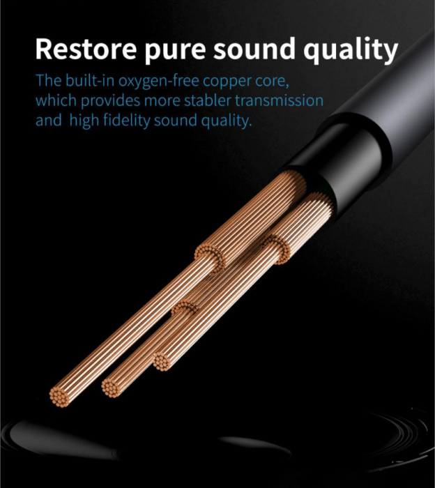 Cablu premium audio digital, Baseus CAM01-01, USB tip C tata la jack 3.5 mm tata AUX cu 3 pini, 120 cm, negru [8]