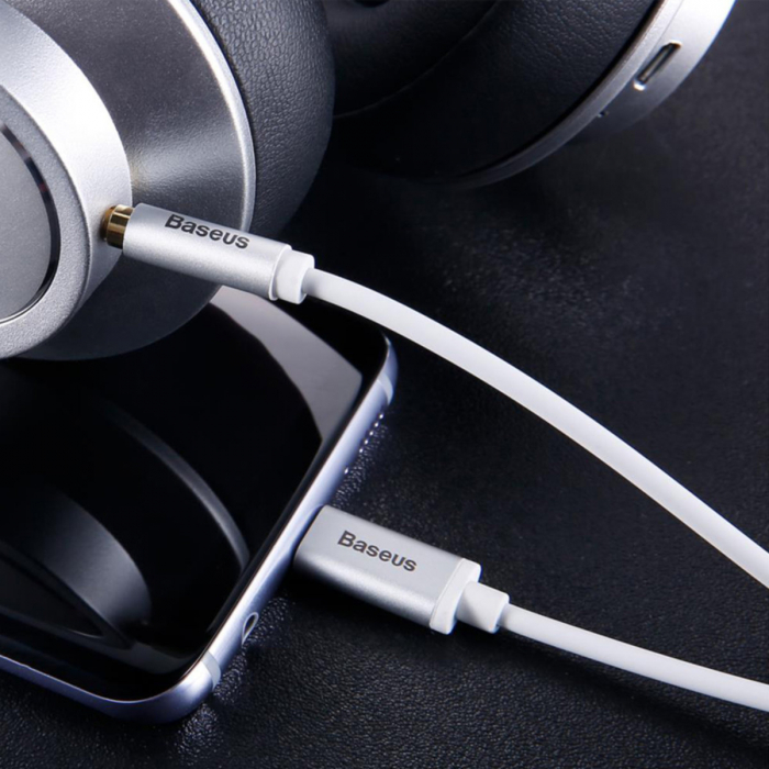 Cablu premium audio digital, Baseus CAM01-02, USB tip C tata la jack 3.5 mm tata AUX cu 3 pini, 120 cm, alb [4]