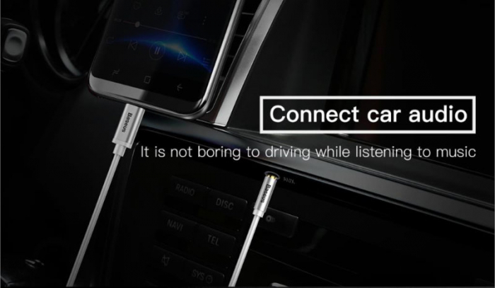 Cablu premium audio digital, Baseus CAM01-02, USB tip C tata la jack 3.5 mm tata AUX cu 3 pini, 120 cm, alb [7]