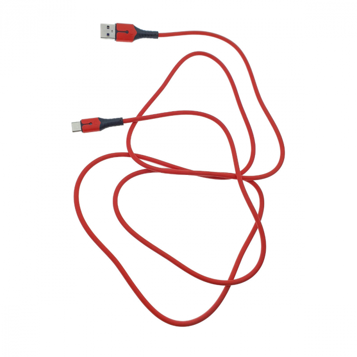 Cablu premium de incarcare rapida, LED, USB 2.0 tata la USB tip C tata, Liquid Soft Rubber, 1.5m, 3A, rosu [2]