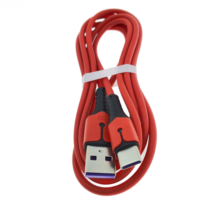 Cablu premium de incarcare rapida, LED, USB 2.0 tata la USB tip C tata, Liquid Soft Rubber, 1.5m, 3A, rosu [4]