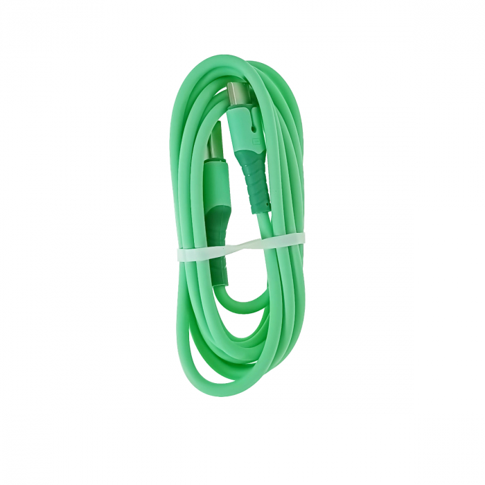 Cablu premium de incarcare rapida, LED, USB 2.0 tata la USB tip C tata, Liquid Soft Rubber, 1.5m, 3A, verde [4]